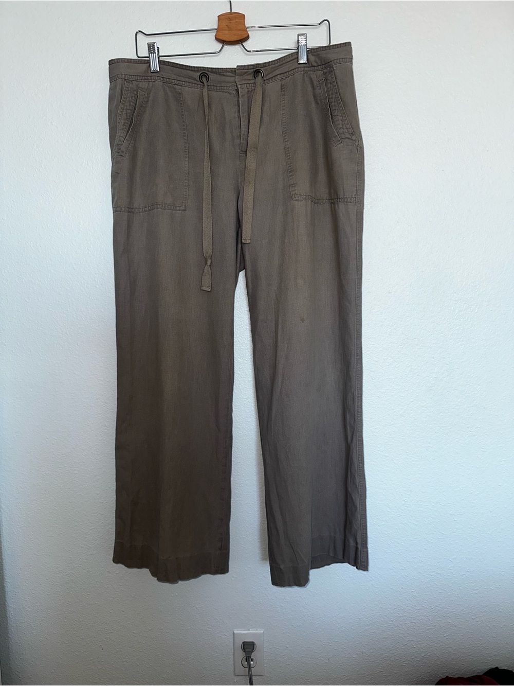 Banana Republic Ryan Fit Linen Wide Leg Pants Light Brown Size 14